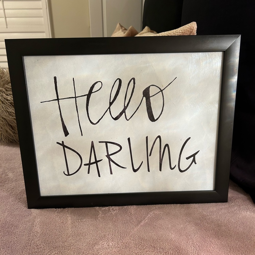 Wall Decor - Hello Darling Cursive B/W